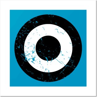 Distressed Black and White Roundel Posters and Art